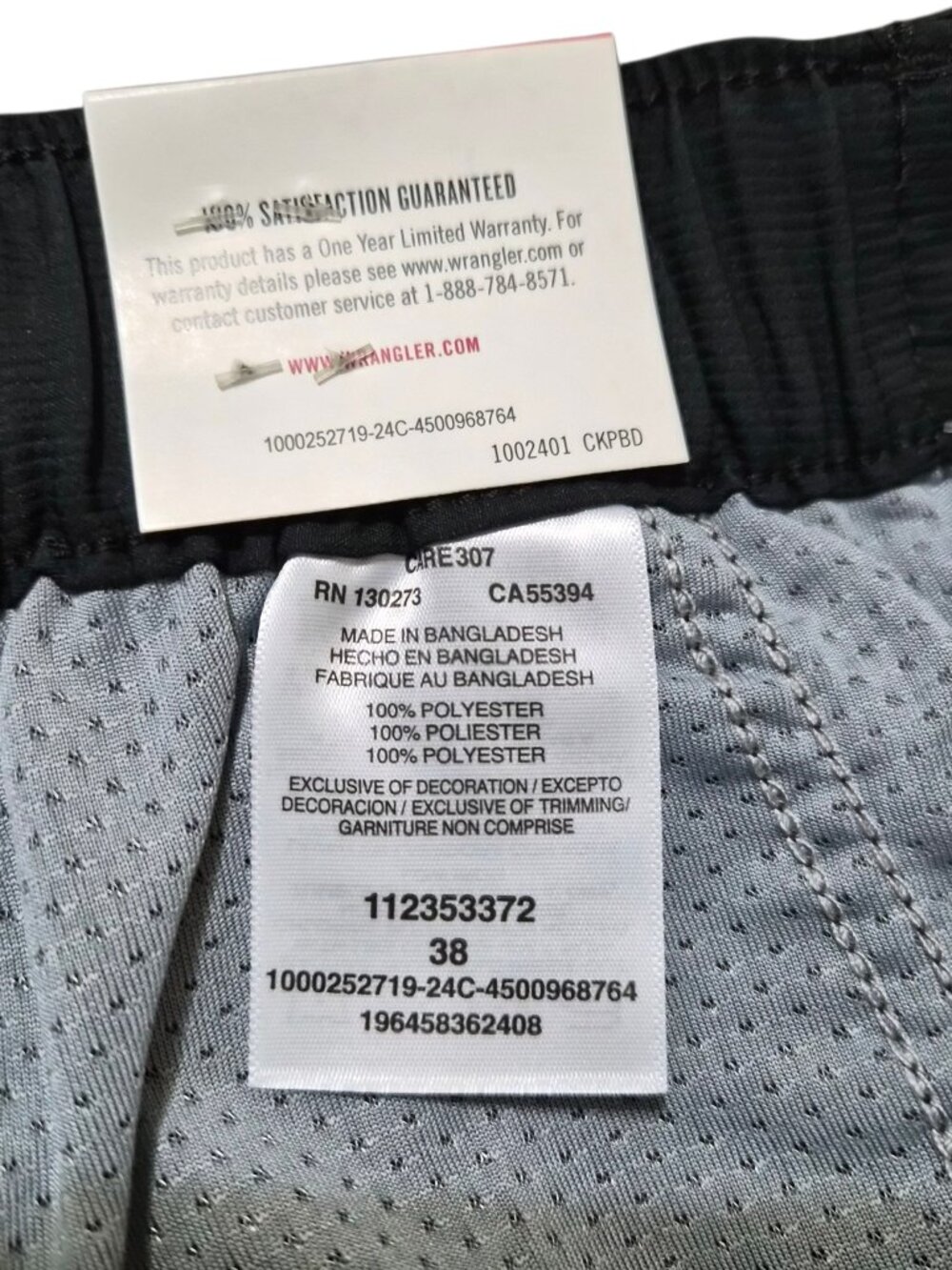 Wrangler Men's Side Elastic Waist Short Size 38 Performance UPF 50 Black - Picture 14 of 14